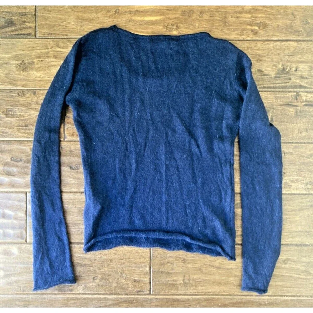 Brandy Melville Mohair Sweater Navy One Size Navy Lightweight Spring Summer - Picture 2 of 4
